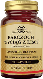Solgar Karczoch, wyciąg z liści, 60 kapsułek roślinnych