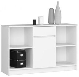 Komoda otwarta, drzwi, szuflada, ELIO, 120x40x77 cm, biel,
