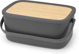 Brabantia Chlebak "Nic" z drewnianą pokrywą Ciemny Szary