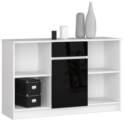 Komoda otwarta, drzwi, szuflada, ELIO, 120x40x77 cm, biel,
