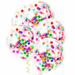 Balony przezroczyste z kolorowym konfetti - 30 cm