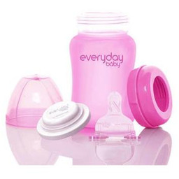 Everyday Baby Szklana butelka ze smoczkiem S wiśniowa