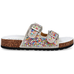 Błyszczące klapki z klamrami - SCAVIOLA L-54 BIAŁE