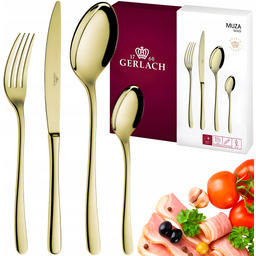 Gerlach Zestaw Złoych Sztućców Komplet Obiadowy Na 6