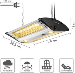 Trotec Designerski sufitowy promiennik ciepła IR 2000 C