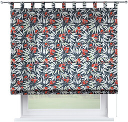 Roleta rzymska Verona, kwiaty na granatowym tle, Gardenia