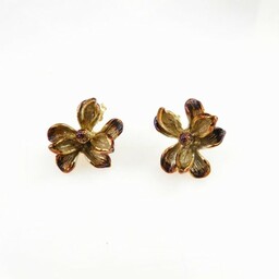 Kolczyki srebrne - Magnolie brązowe na sztyftach