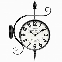Zegar dworcowy dwustronny retro czarno biały 32x22x9 164074