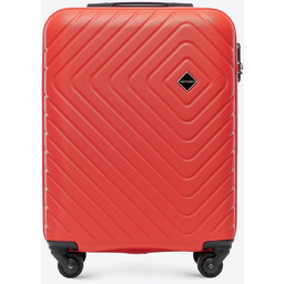 Walizka kabinowa z ABS-u z geometrycznym tłoczeniem czerwona