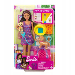 Barbie. HKD86 Adopcja piesków. Zestaw z lalką Barbie