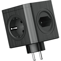 Rozgałęźnik elektryczny 4x gniazdo 230V 3x USB-A czarny