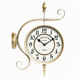 Zegar dworcowy dwustronny retro złoto biały 32x22x9 164067
