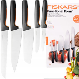 Fiskars Komplet Zestaw 5 Noży Kuchennych Szefa Chleba