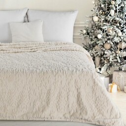 Eurofirany Koc świąteczny 150x200 Blink 2 kremowy złoty