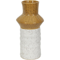 Romimex Wazon żółty biały ceramiczny 19 x 41
