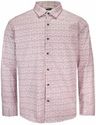 Koszula Taliowana Męska, Czerwona Długi Rękaw, Slim Fit,