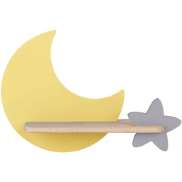 Lumes Żółto-szary kinkiet dziecięcy księżyc z gwiazdką -