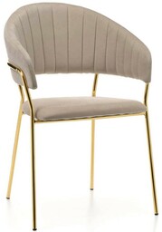 Krzesło Glamour beżowy welur #7 C-889 Złote nogi