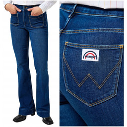 Wrangler FLARE Traditional ciemne damskie spodnie jeansowe dzwony