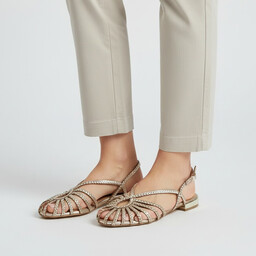 Sandały damskie Gioseppo, cholewka ze skóry naturalnej metalizowanej