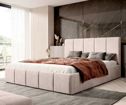 Łóżko tapicerowane z pojemnikiem SFG0116A 160x200 Welur Beżowy