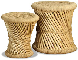 Elior 2 sztuki bambusowych stołków w stylu chindi