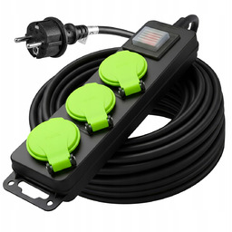 Przedłużacz Ogrodowy Budowlany Listwa Zasilająca Uziemienie 3 Gniazda