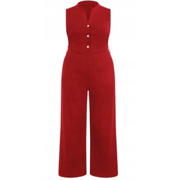 Shein plus size damski kombinezon czerwony elegancki 46