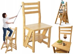 Krzesło Drabinka Do Biura Kuchni Salonu 2W1 Drewno