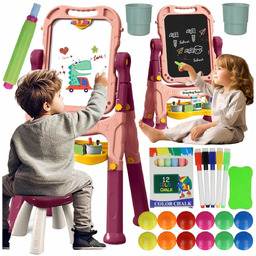 Tablica Edukacyjna 2W1 Magnetyczna Kredowa Stojąca + Akcesoria