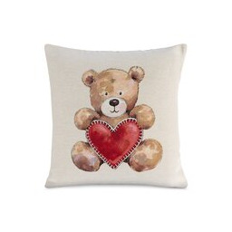 Eurofirany Poszewka świąteczna 45x45 Miś serduszko beżowa gobelinowa