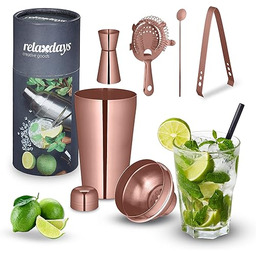 Relaxdays Zestaw shakera do koktajli, stal nierdzewna, 5-częściowy