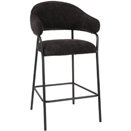 Hoker do kuchni z podnóżkiem Bianca, tapicerowany, czarny