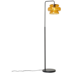 Lampa podłogowa w stylu retro czarna z pomarańczowym