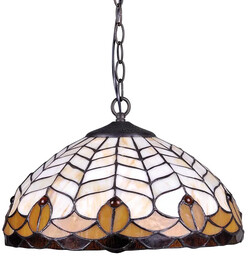 Lumes Lampa wisząca retro z witrażowym kloszem -