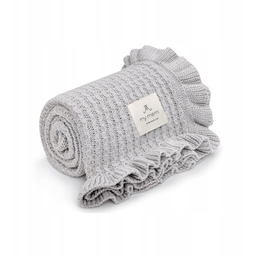 Kocyk z falbanką light grey bambusowy 85x105 My
