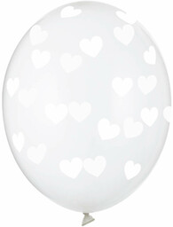 Balony przeźroczyste Serduszka białe - 30 cm -