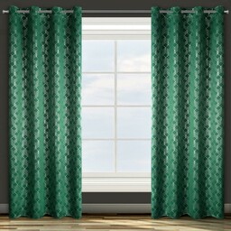 Design 91 Zasłona 140x250 Poli zielona srebrna gotowa