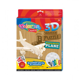 Puzzle drewniane 3D Samolot Colorino 36889PTR-SAMOLOT