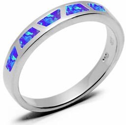 Srebrna Obrączka z Błękitnym Opalem