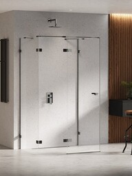 Czarna przyścienna kabina prysznicowa lewa 90x90 EXK-6256 Eventa