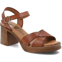 Sandały damskie Hee, skórzana cholewka odkryty nosek stabilny