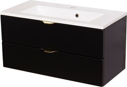 Czarna szafka łazienkowa z umywalką 80 cm Victa