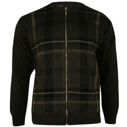 Sweter na Zamek, Brązowy Męski Rozpinany ze Stójką,