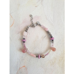 Pakamera Bransoletka z turmalinem, kwarcem różowym, hematytem