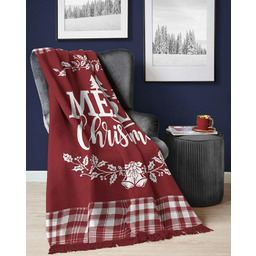 Detexpol Koc bawełniany akrylowy 150x200 Merry Christmas czerwony