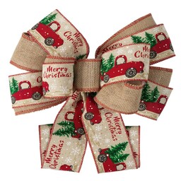 Eurofirany Ozdoba świąteczna Kokarda 447 28x20x50 beżowa czerwona