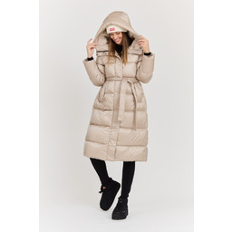 HETREGO Beżowy damski puchowy płaszcz Karen Woman Quilted