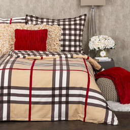 4Home Pościel flanelowa Krata, beżowy, 220 x 200