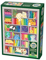 Puzzle 1000 Koty i książki - Cobble Hill